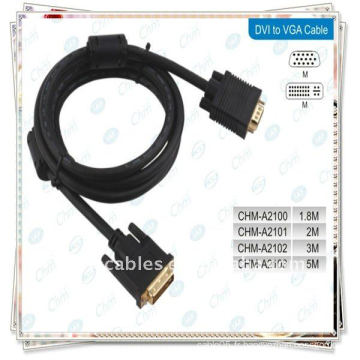 Plaqué or de haute qualité 1,5 m Black dvi 24 + 5 à vga câble mâle à mâle avec 2 Ferrit